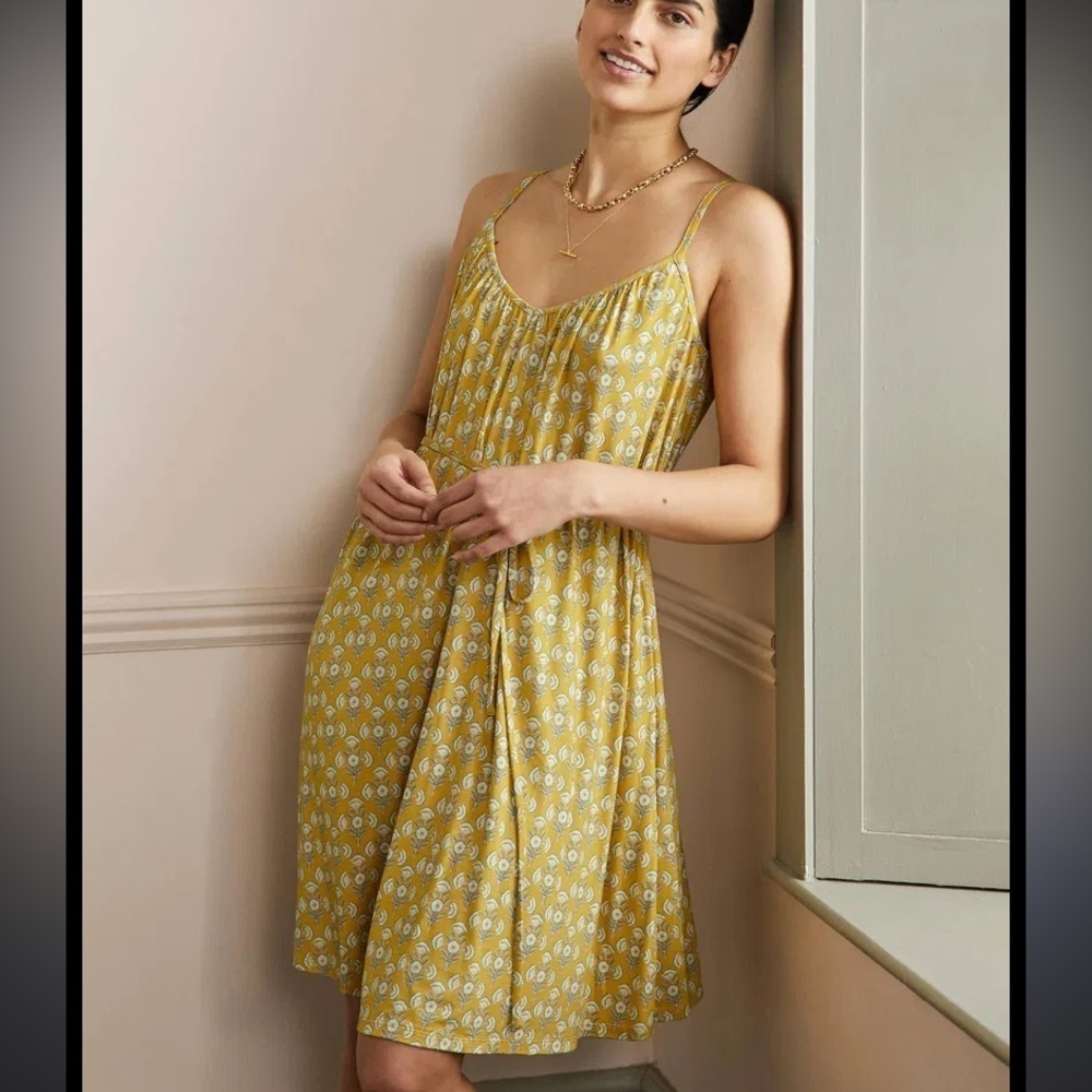 Boden yellow jersey floral dress 20609